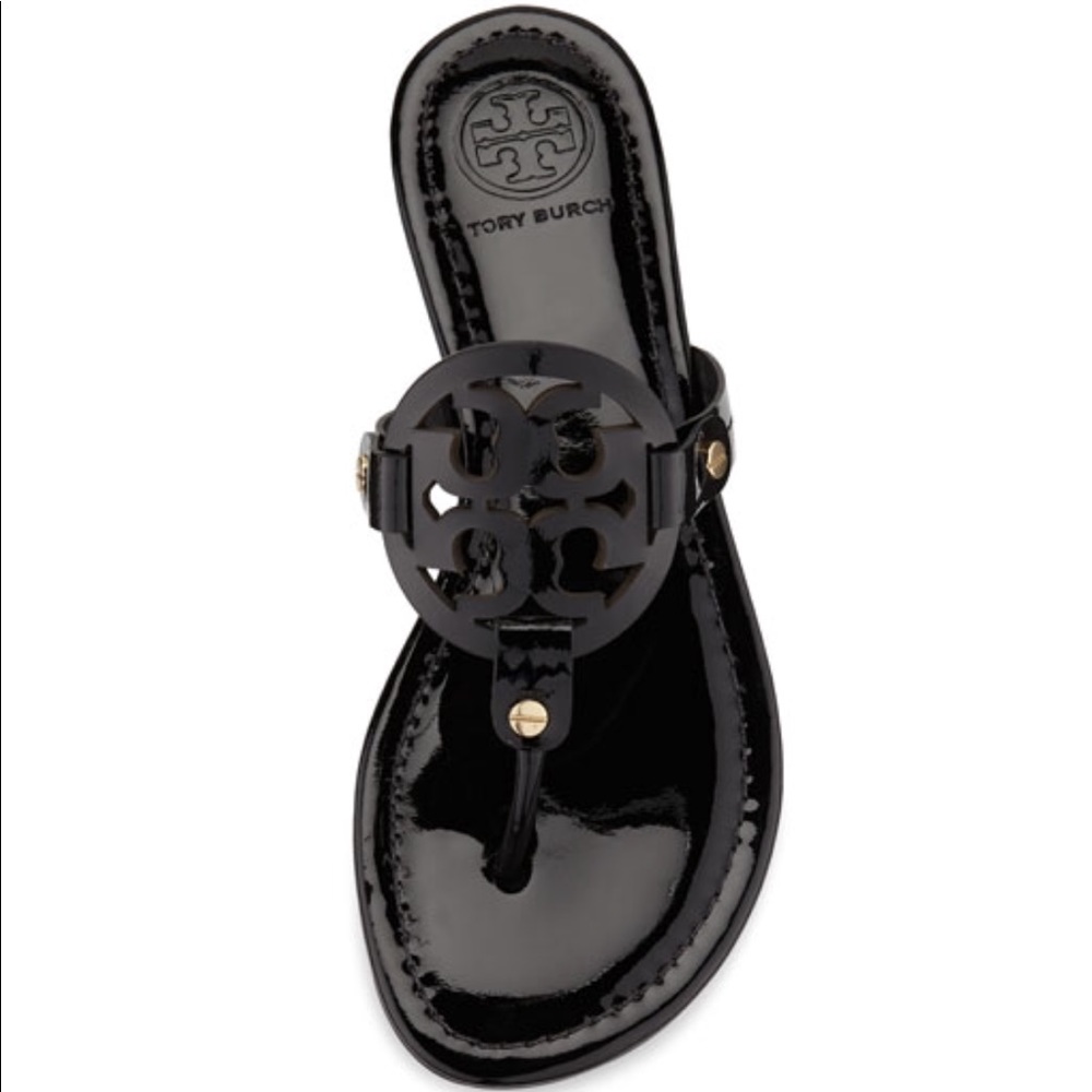 Tory Burch Paten Leather Flip Flops